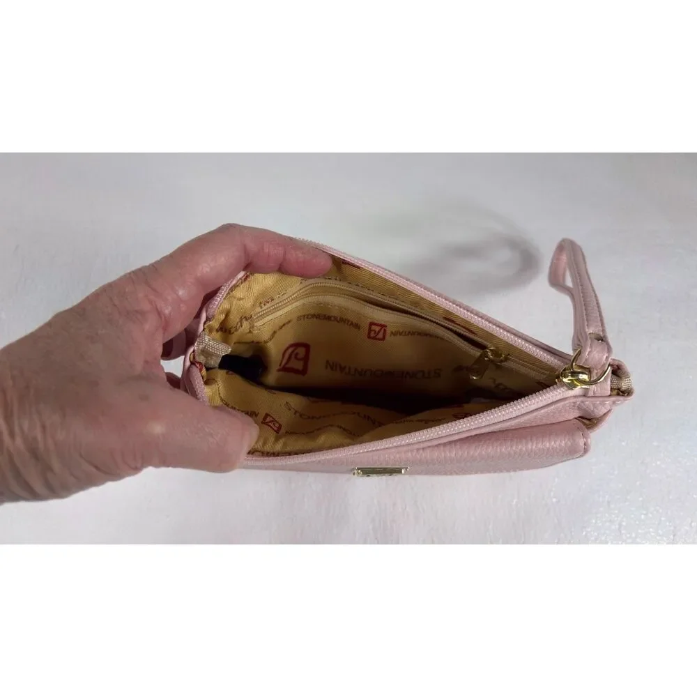 Stone Mountain Bonded Leather Clutch Wristlet Baby Pink Shade Leather